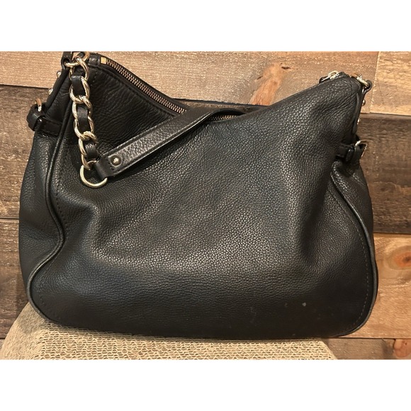 Kate Spade Black Pebbled Leather Shoulder Bag Satchel, Hobo Slouch Style - Picture 6 of 11